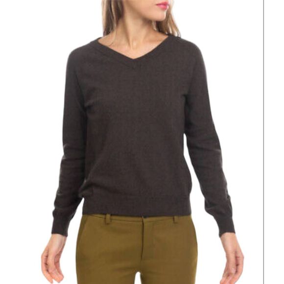 Last Brand Black Cashmere V Neck Sweater Medium Womens Fall Winter - Picture 1 of 8